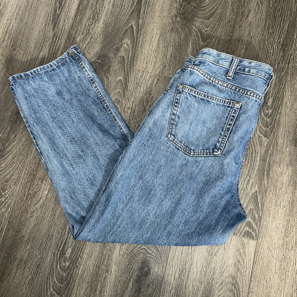 Lands End Mens Jeans 38x30 Blue Straight Denim Pant Medium Wash Traditional Fit